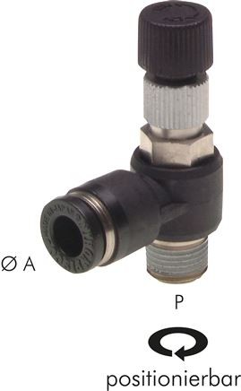 Vordruckabhängiger Differenzdruckregler , Messing vernickelt/PA66, 6 mm Schlauch-AD x 1/8" BSPT Auss