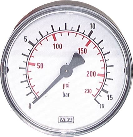 Manometer, Messing, NW 50, 0-6 bar, G1/4" hinten, Kl. 2,5