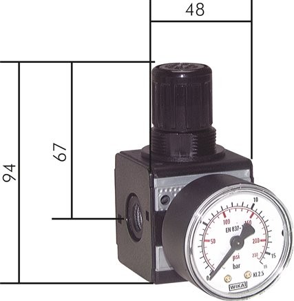 Druckregler, G 3/8", 0,2 - 6bar, ATEX Zulassung nach Richtlinie 2014/34/EU, einschließlich 50 mm Man