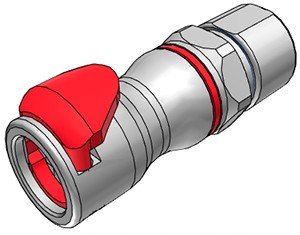 Schnellkupplungskörper, 3/8" IDx1/2" OD Schlauchanschluss, mit Ventil, in rot, VPE 10 Stk.