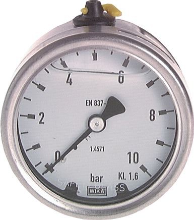 Glyzerinmanometer waagerecht , 0-6 bar 1/4" 63mm