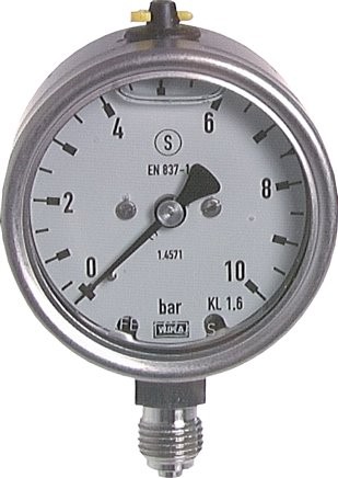 Sicherheitsmanometer, Edelstahl, DN 63, 1/4" NPT male, 0-25 bar / 0-400 psi, mit Glyzerinfüllung