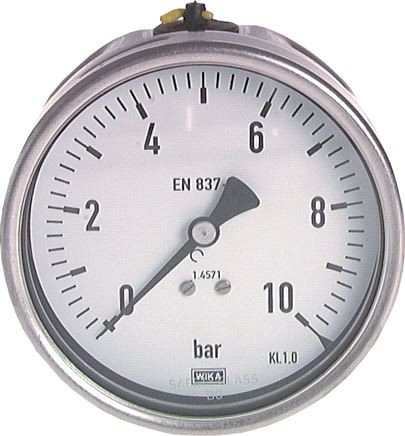 Manometer, Edelstahl, NW 63, 0-6 bar, 1/4" G hinten mittig