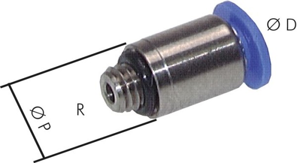 Mini-Steckverschraubung mit Innensechskant, Messing vernickelt/PA 66, 4 mm Schlauch-AD x M6-Außengew