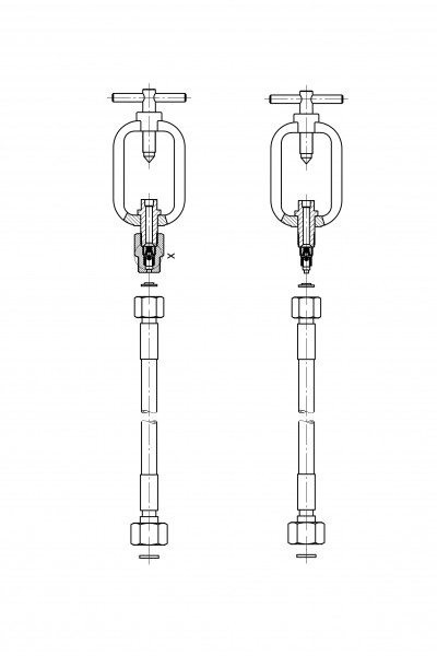 Aceythlen-Hochdruckschlauch, Eingang DIN 477 Nr.3, Ausgang W21,8 x 1/14", L = 800 mm, inkl. Rückschl